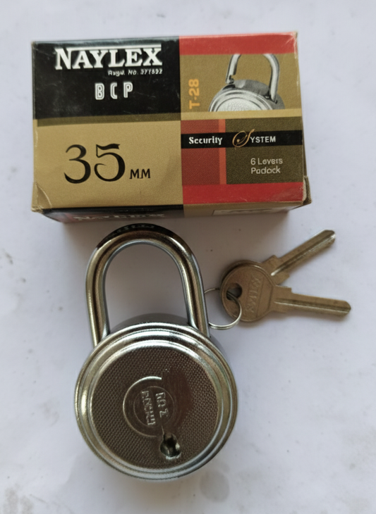 NAYLEX 35mm Heavy Duty Steel Padlock with 2 Keys | Strong Security Lock for Home, Door, Gate, Locker, Office & Travel Use