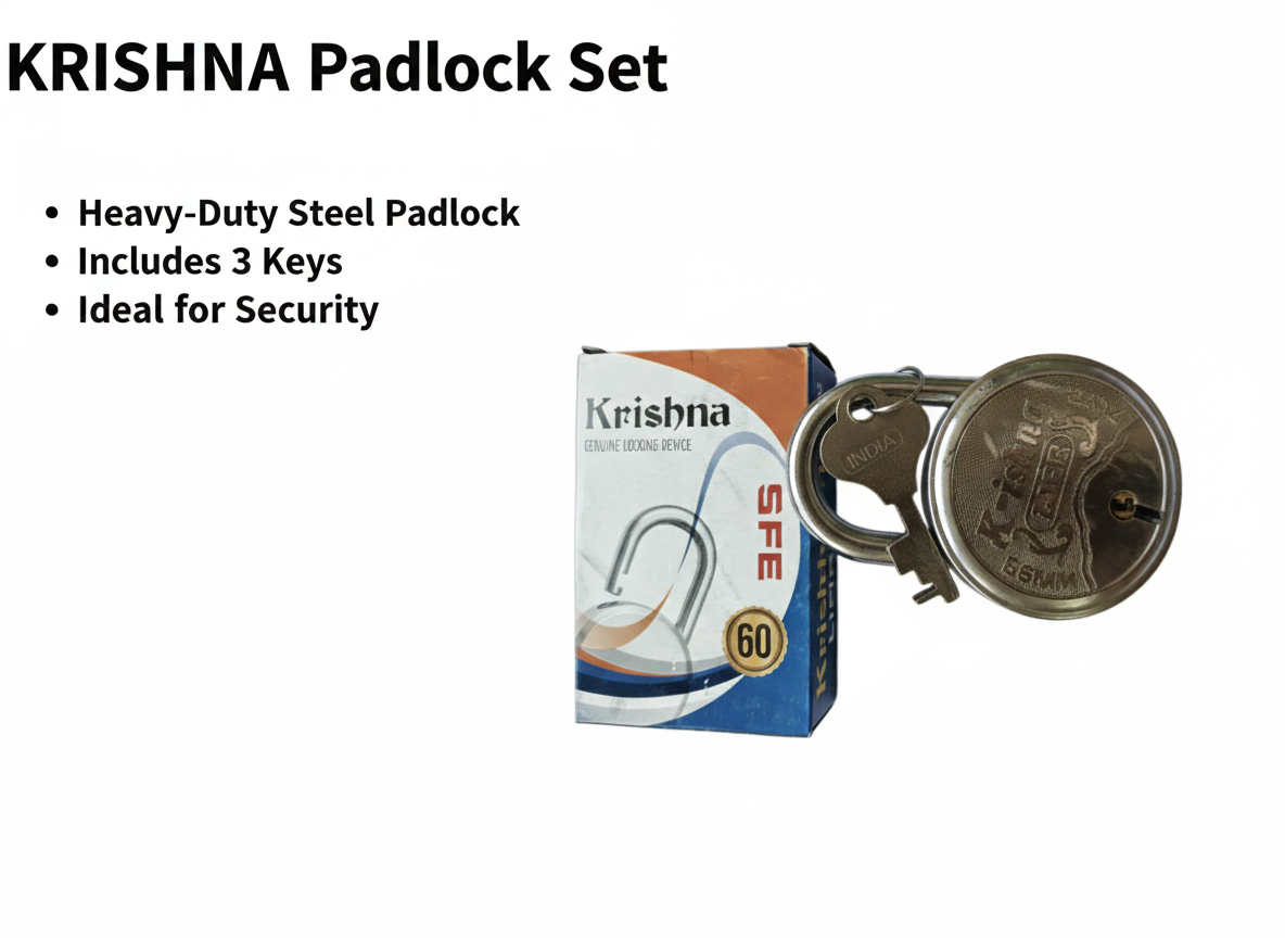 KRISHNA 45mm Heavy Duty Steel Padlock with 3 Keys | Strong Security Lock for Door, Gate, Locker, Cabinet & Shop Use