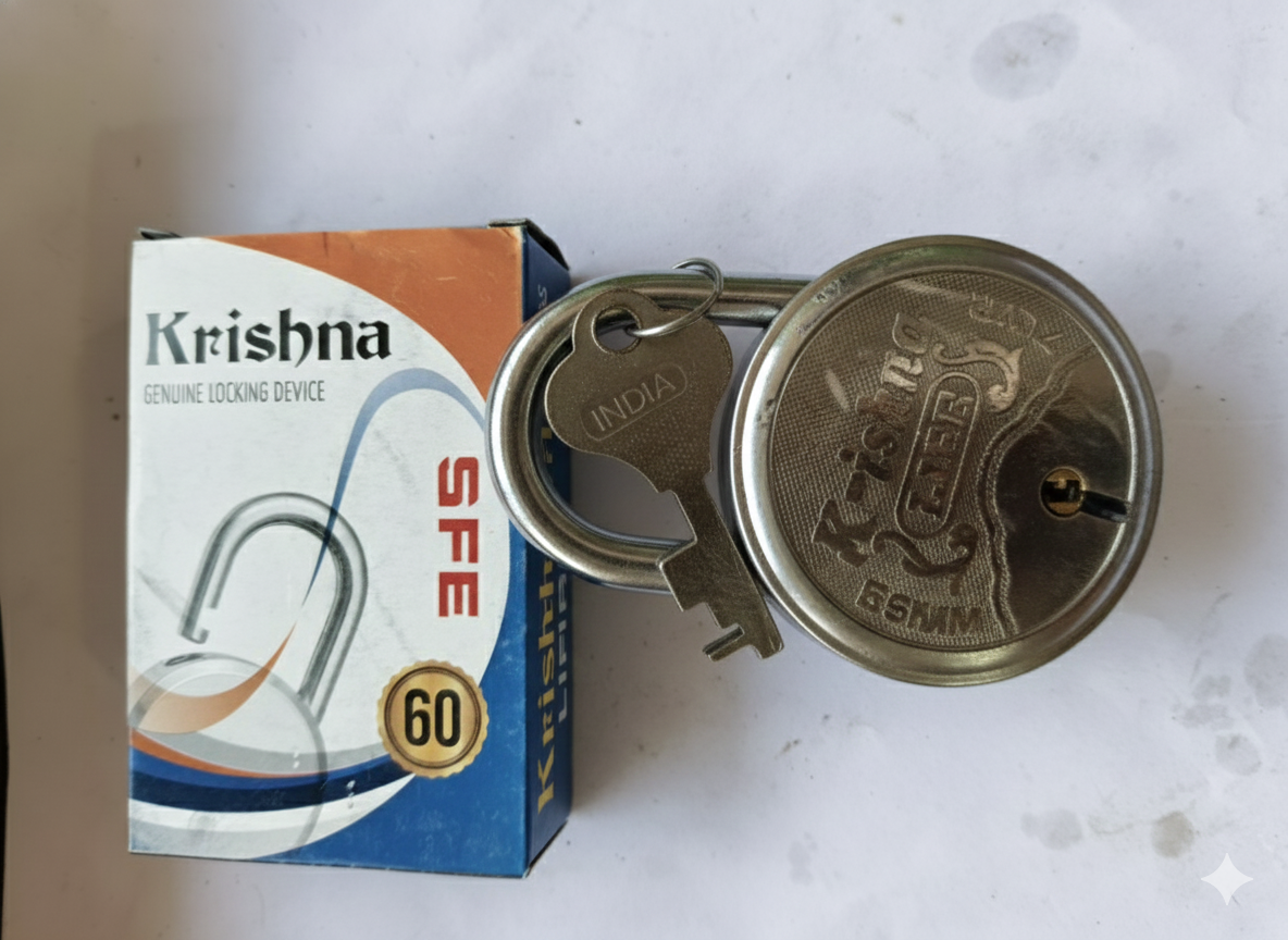 KRISHNA 45mm Heavy Duty Steel Padlock with 3 Keys | Strong Security Lock for Door, Gate, Locker, Cabinet & Shop Use
