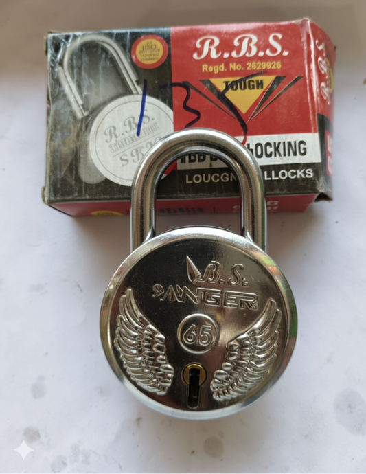 R.B.S Heavy Duty Steel Padlock Set 65mm with 3 Keys, Strong Security Lock for Gate, Door, Locker, Shutter & Warehouse Use