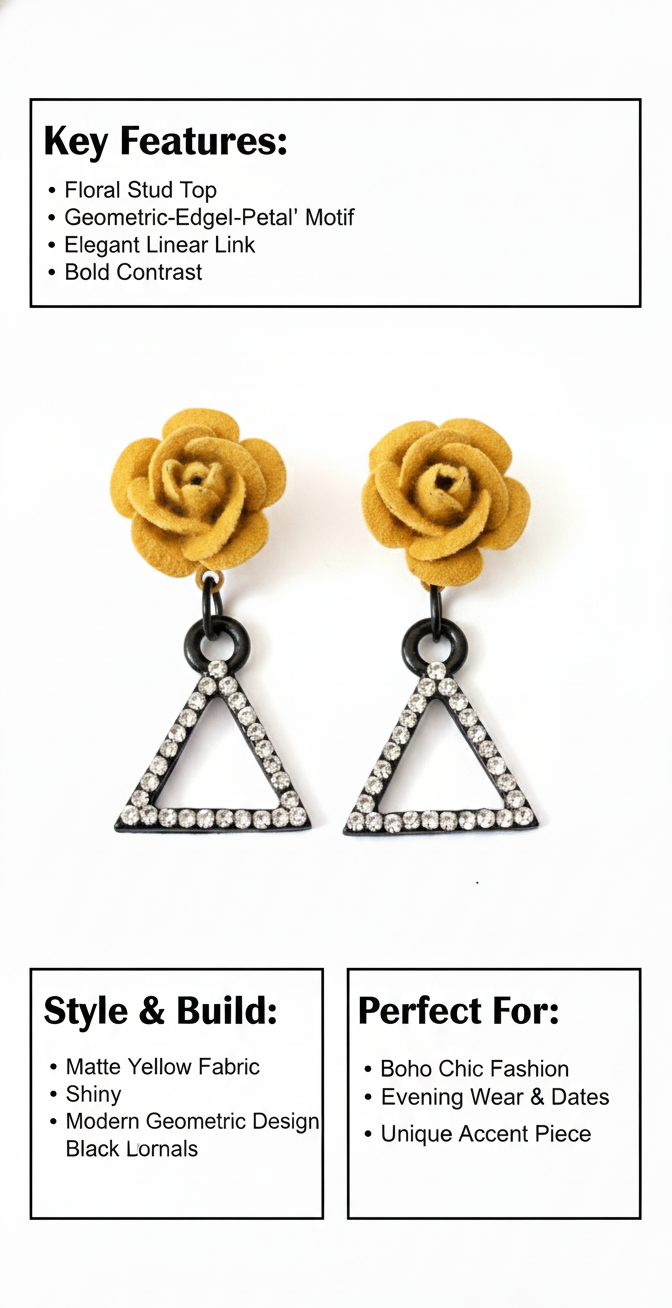 Yellow Flower Drop Earrings for Women – Acrylic Floral Dangle Earrings