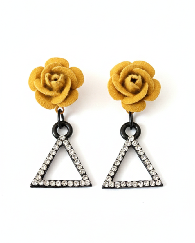 Yellow Flower Drop Earrings for Women – Acrylic Floral Dangle Earrings