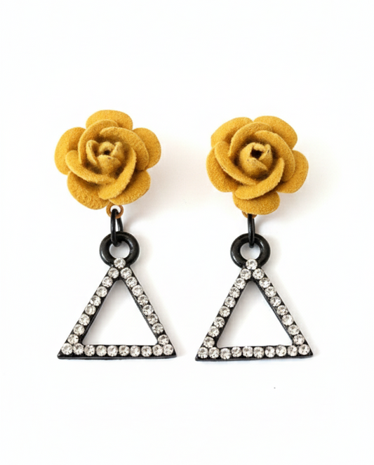 Yellow Flower Drop Earrings for Women – Acrylic Floral Dangle Earrings