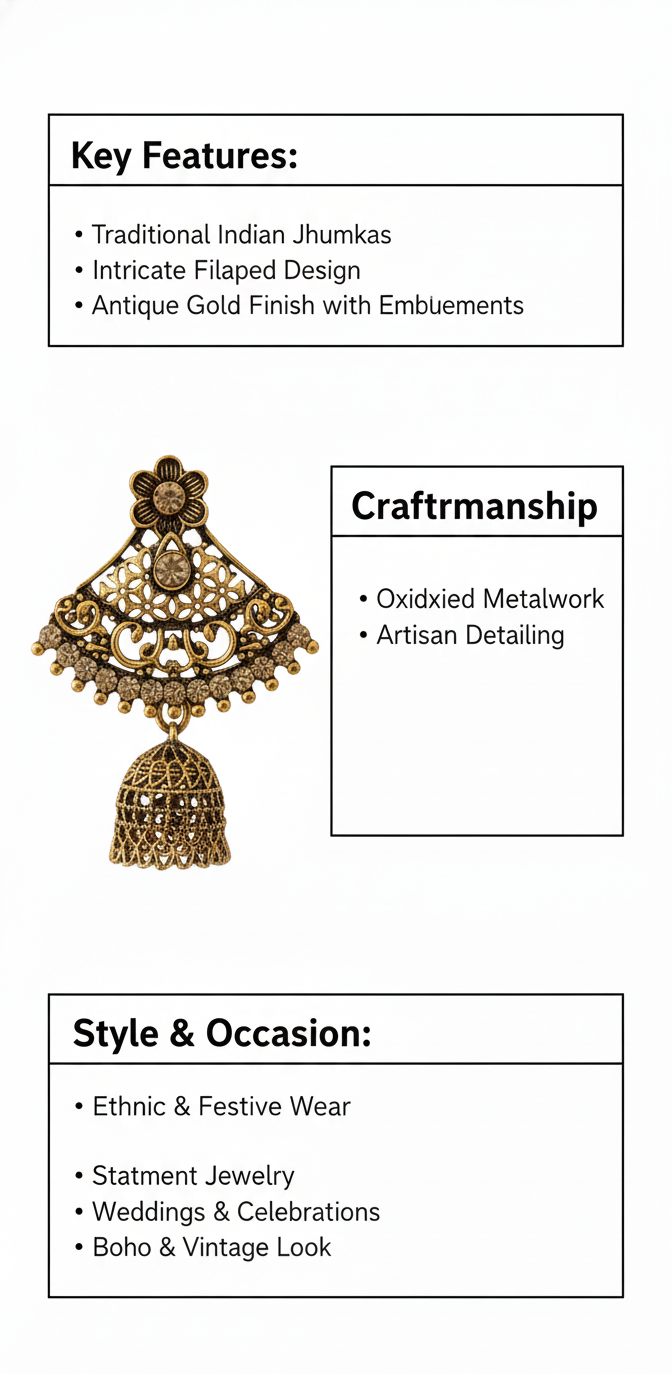 Traditional Gold Plated Jhumka Earrings for Women