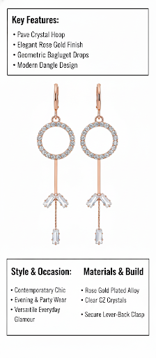 Modern Long Chain Statement Earrings for Party, Wedding, Evening Wear Jewelry Gift  Key Product Features (Bullet Points)