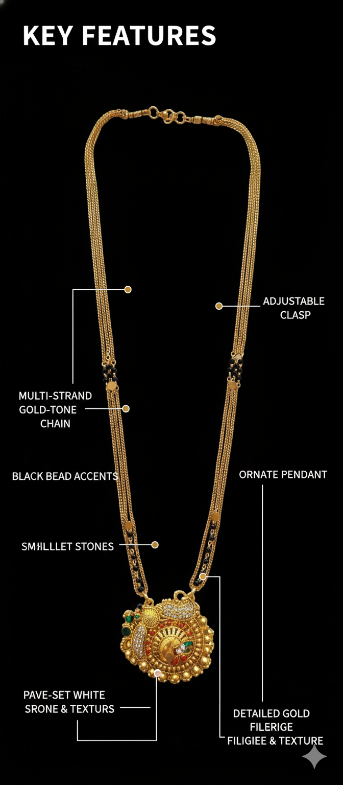 Traditional Gold-Tone Mangal sutra Necklace for Women