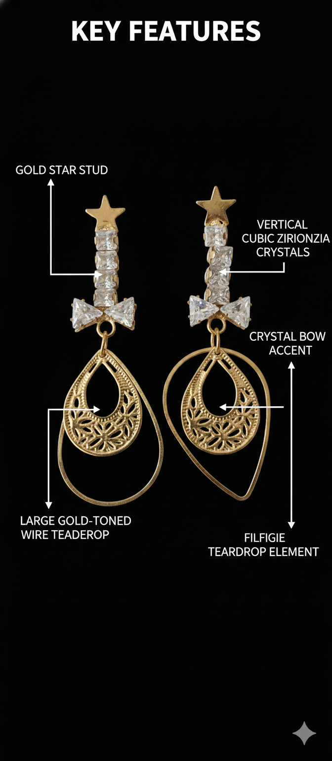 Accent Geometric Dangle Earrings with Layered Chain Fringe, Elegant Fashion Jewelry for Party, Wedding & Evening Wear
