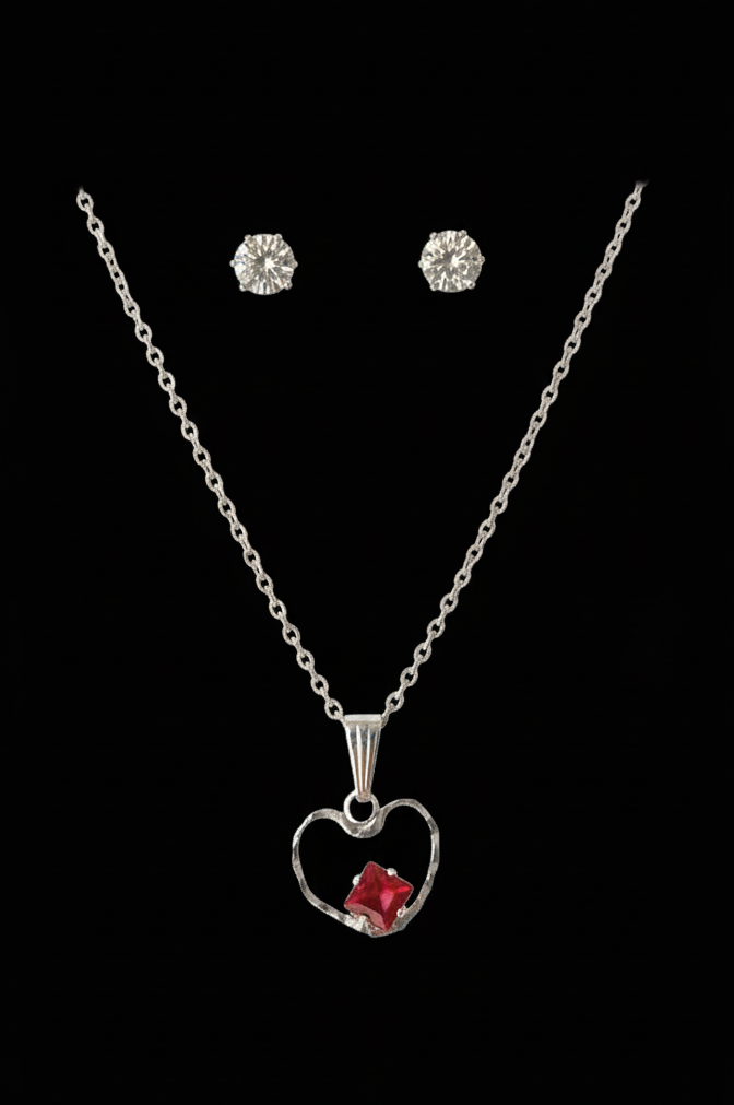 Silver Plated Chain, Cubic Zirconia Floral Jewelry Set, Elegant Gift for Girls, Wife, Birthday Anniversary Jewelry