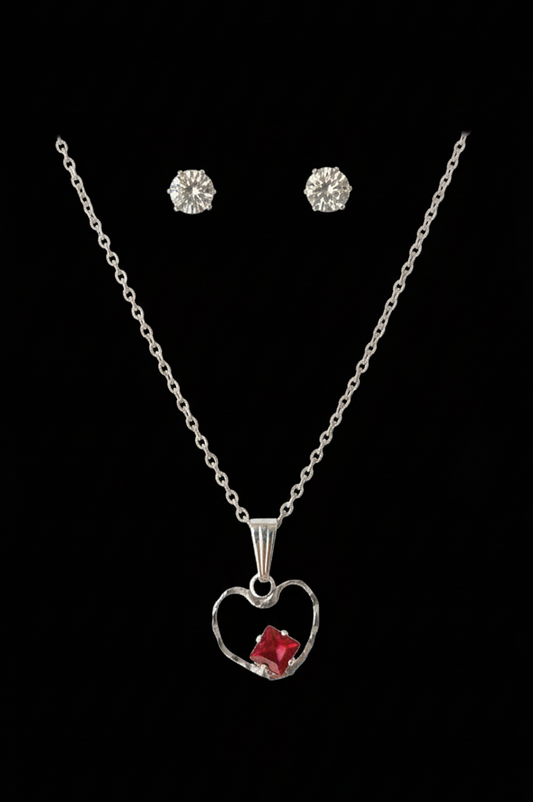 Silver Plated Chain, Cubic Zirconia Floral Jewelry Set, Elegant Gift for Girls, Wife, Birthday Anniversary Jewelry