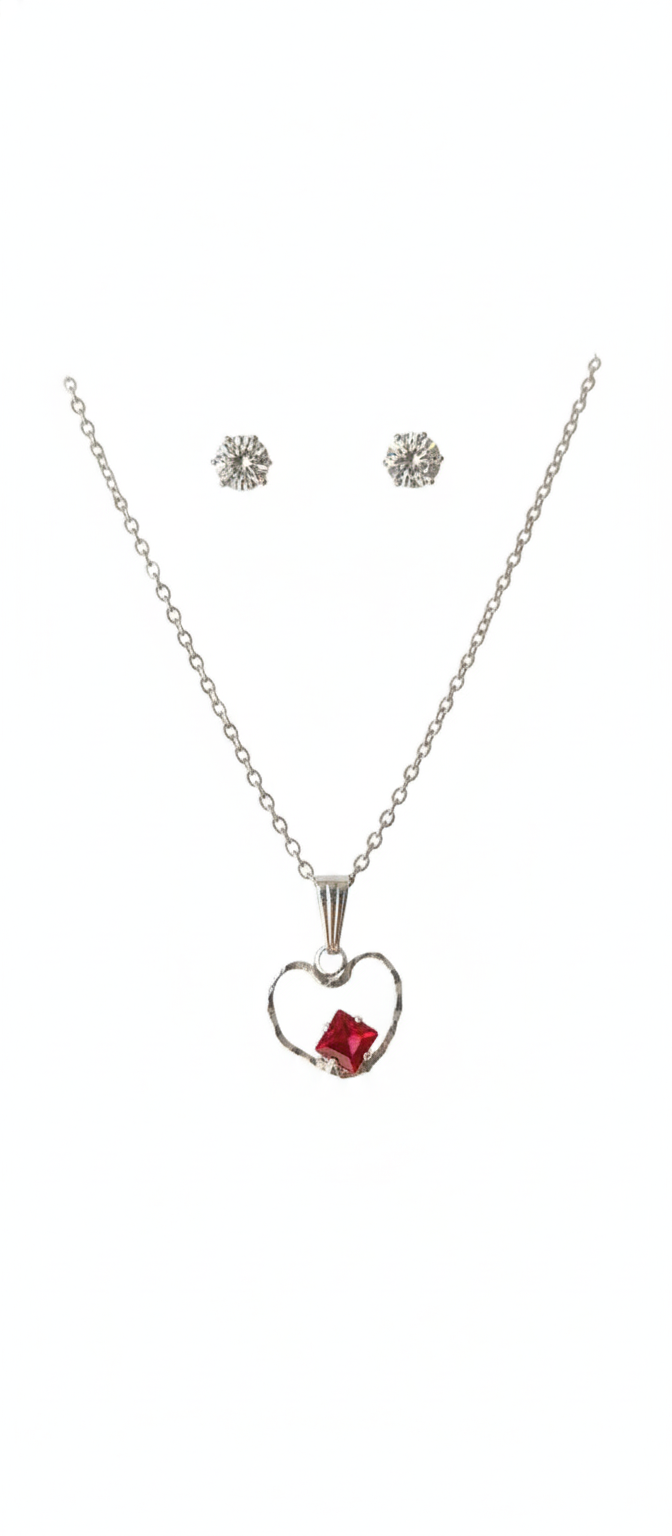 Silver Plated Chain, Cubic Zirconia Floral Jewelry Set, Elegant Gift for Girls, Wife, Birthday Anniversary Jewelry