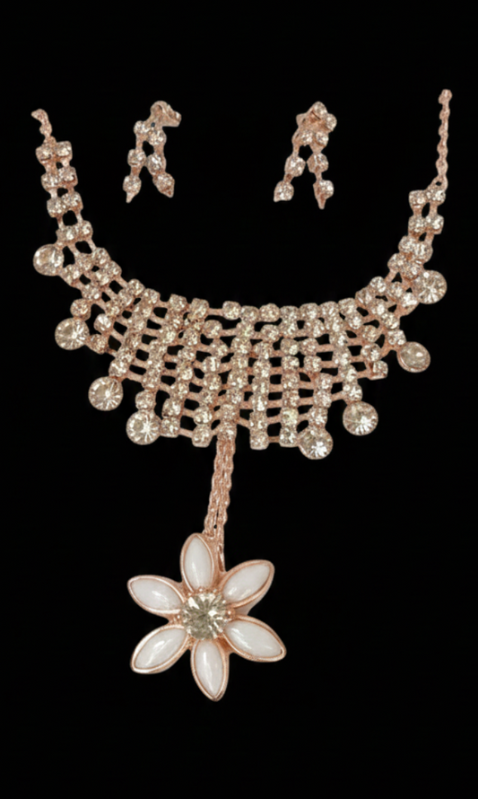 Rose Gold Plated Choker Necklace Set for Women