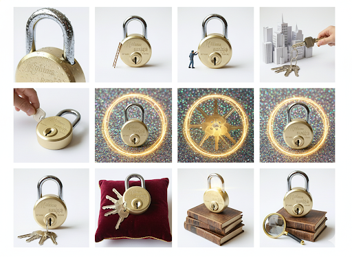 Heavy Duty Brass Padlock with 4 Keys, Hardened Steel Shackle Lock, Anti-Rust Round Padlock for Gate, Door, Locker, Warehouse & Outdoor Security