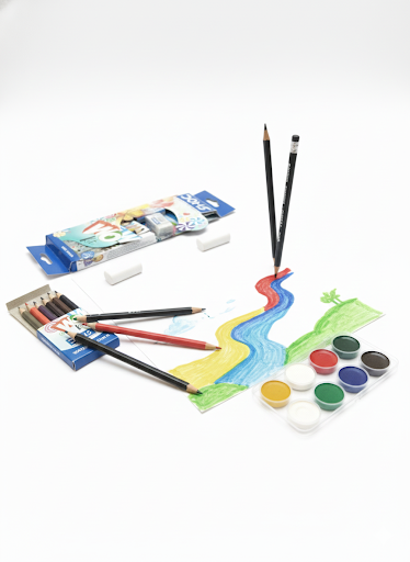 DOMS Wow Kit Art & Craft Set for Kids, Water Colour Pencils, Sketch Pencils, Erasers