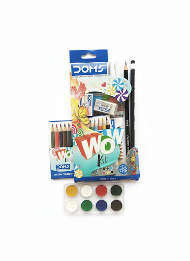 DOMS Wow Kit Art & Craft Set for Kids, Water Colour Pencils, Sketch Pencils, Erasers