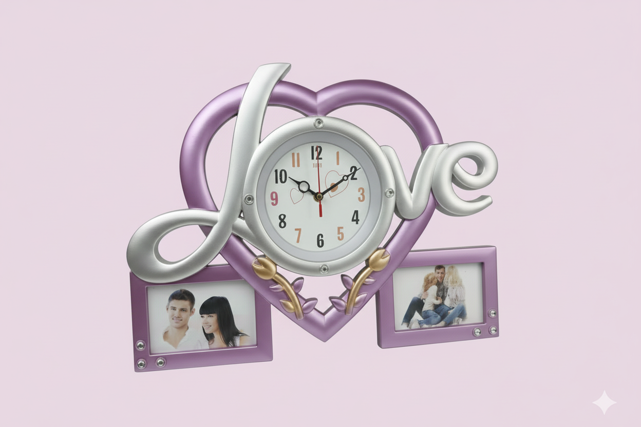 Decorative Heart Shape Clock for Bedroom, Living Room & Anniversary Gift
