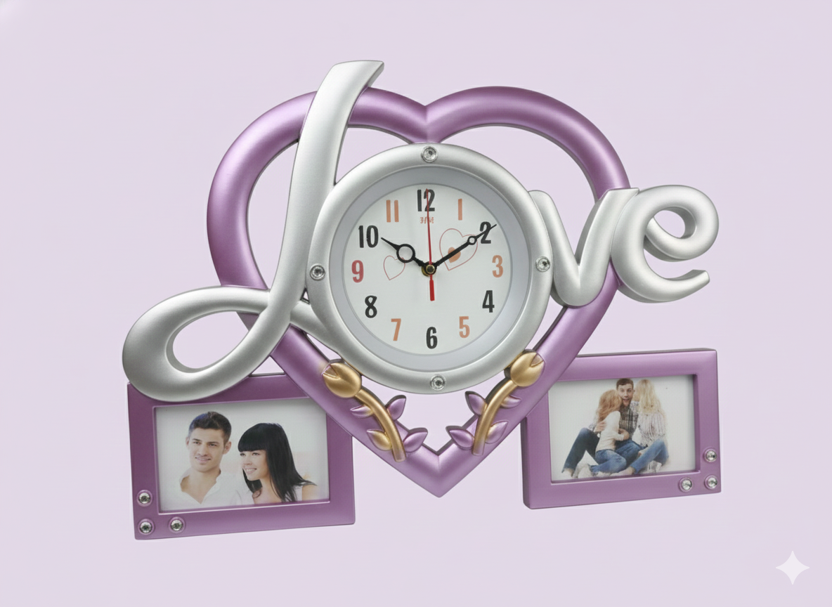 Decorative Heart Shape Clock for Bedroom, Living Room & Anniversary Gift
