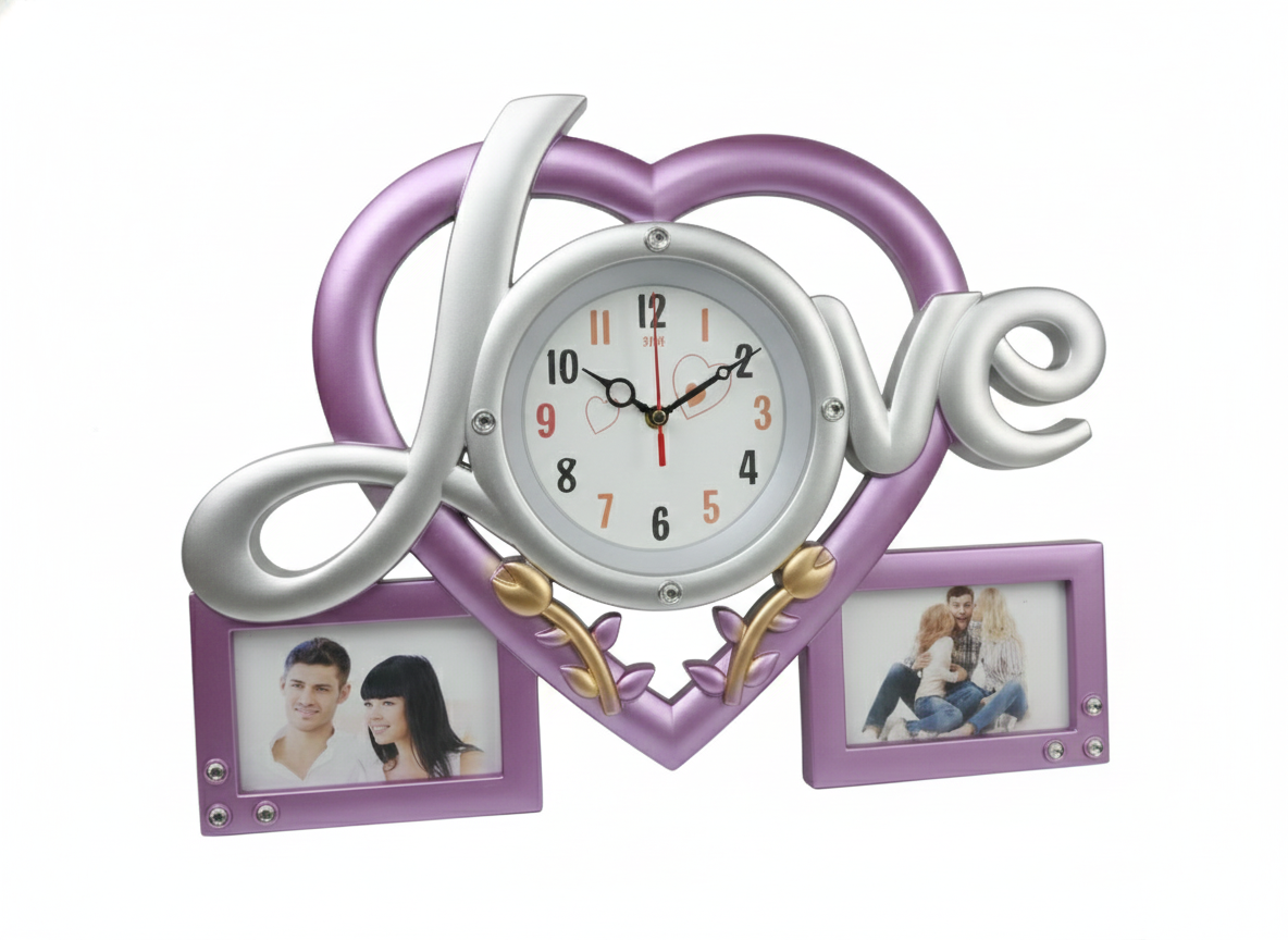 Decorative Heart Shape Clock for Bedroom, Living Room & Anniversary Gift