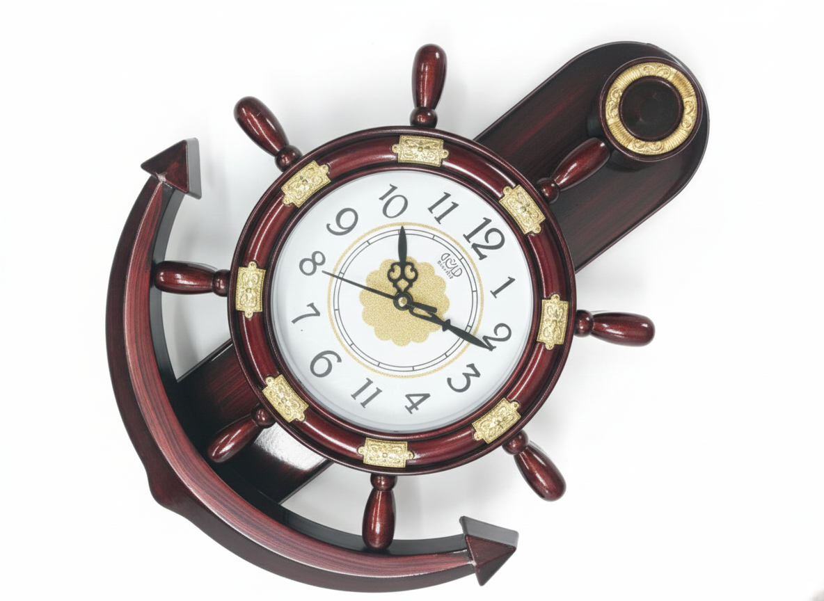 Nautical Ship Wheel Anchor Wall Clock big size