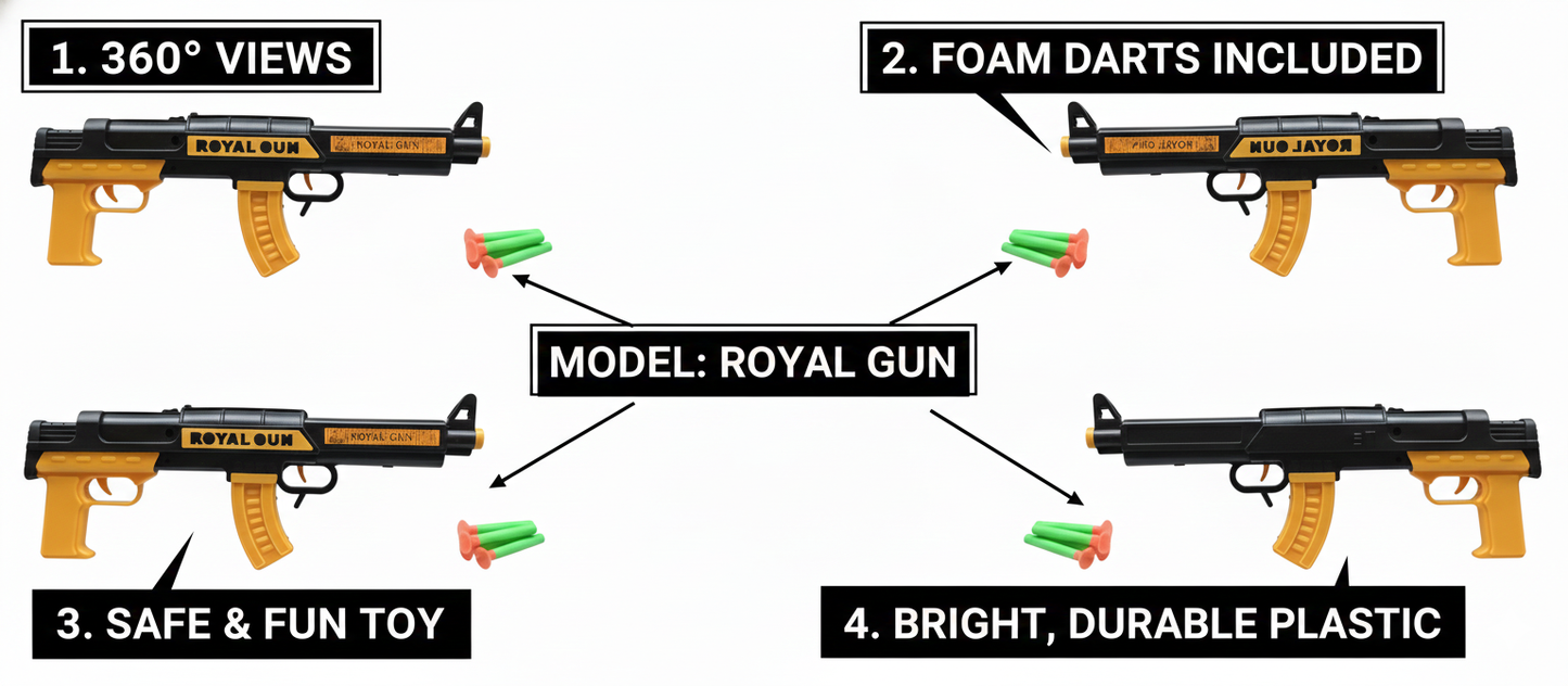 Durable Plastic Shooting Toy Gun, Indoor Outdoor Target Practice Game for Boys & Girls