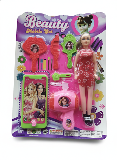 Kids Beauty Makeup Playset with Doll | Pretend Play Salon Kit for Girls