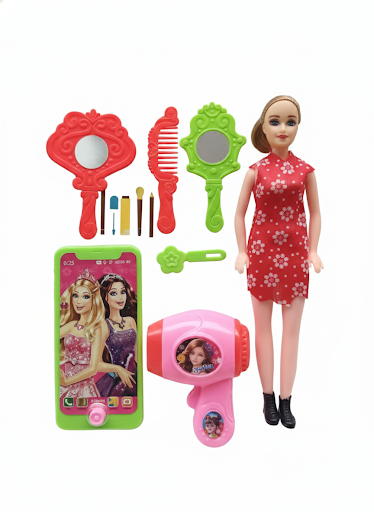 Kids Beauty Makeup Playset with Doll | Pretend Play Salon Kit for Girls