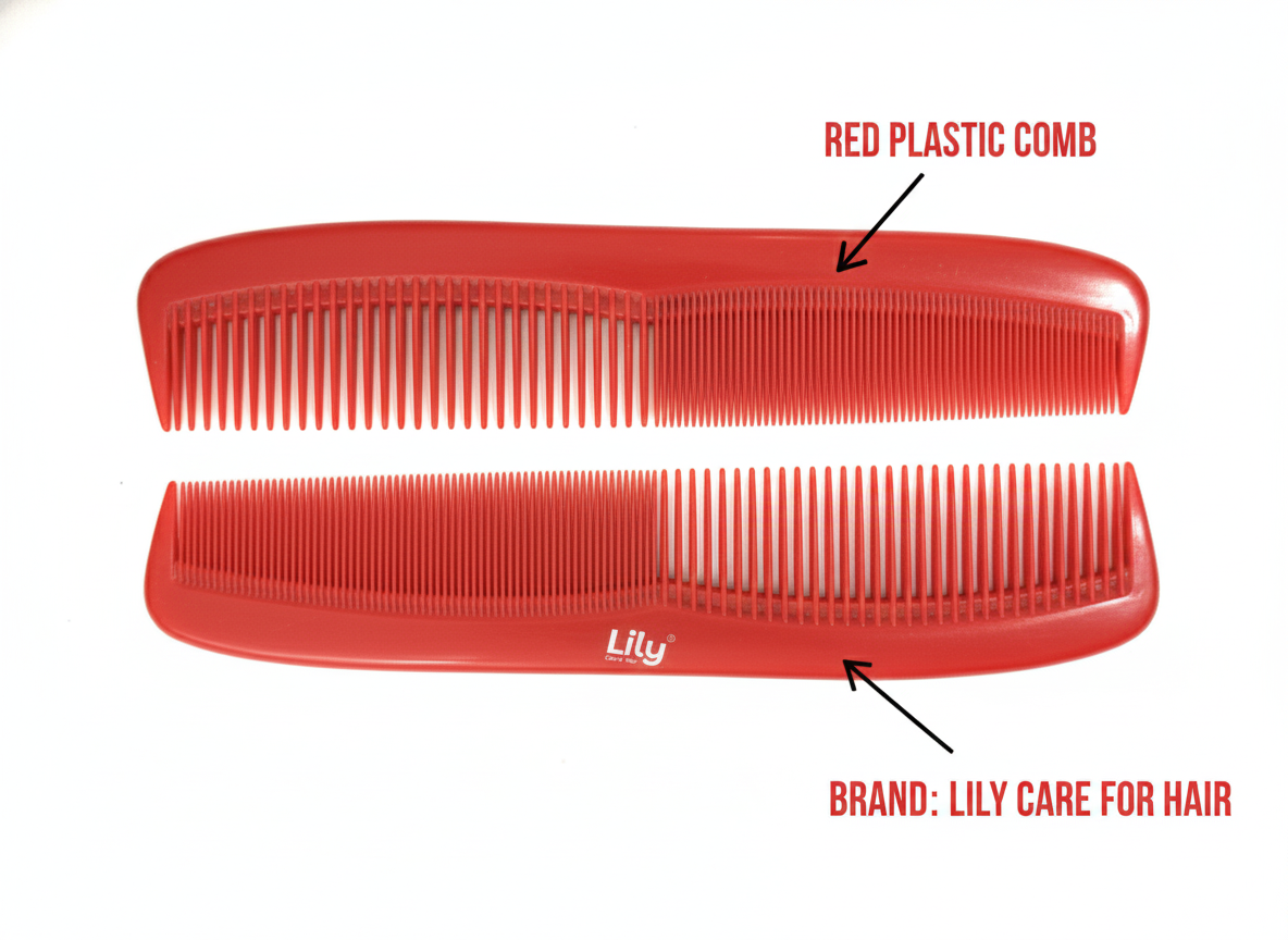 Lily Care Red Plastic Hair Comb for Men & Women 1 piece