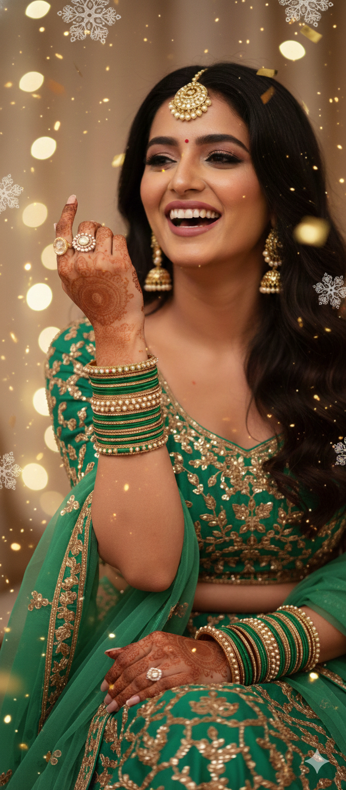 Green Silk Thread Bangles Set for Women