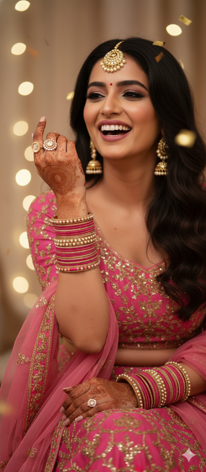Traditional Indian Bridal Bangles with Stone & Pearl Work