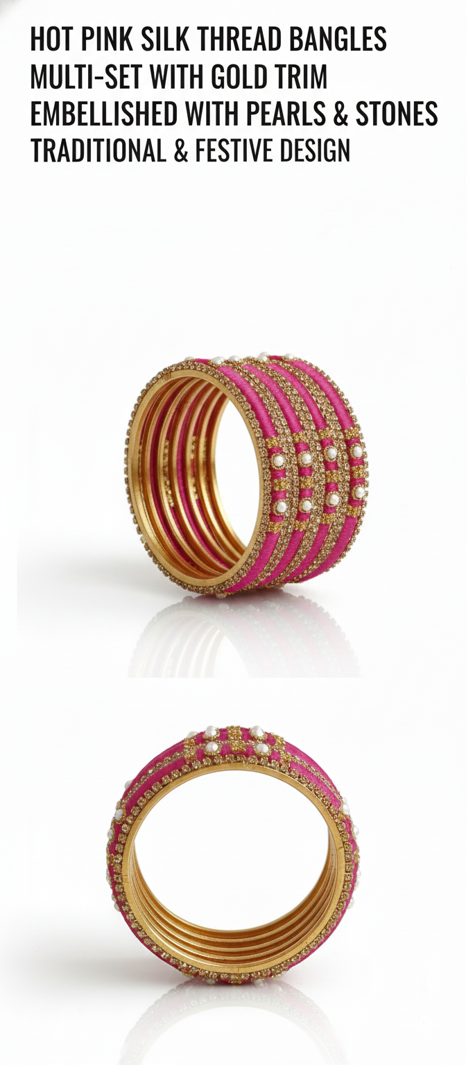 Traditional Indian Bridal Bangles with Stone & Pearl Work