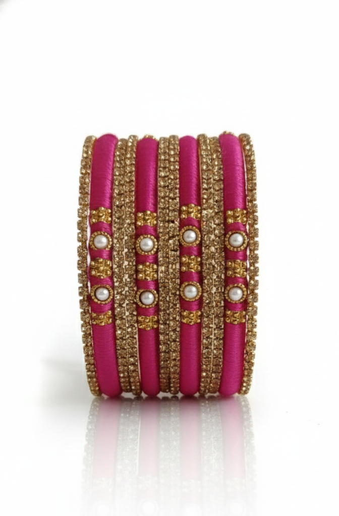 Traditional Indian Bridal Bangles with Stone & Pearl Work