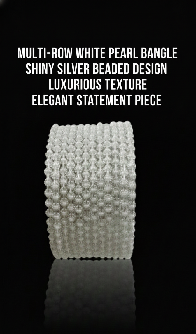 Multi-Row White Pearl Bangle Bracelet for Women