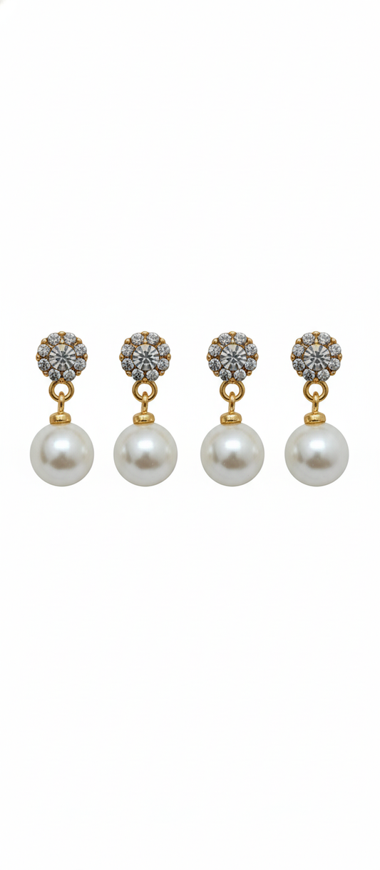 Gold Plated Pearl Drop Earrings for Women | Elegant Lightweight Designer Earrings with Crystal Stud | Party Wear, Wedding & Gift Jewelry