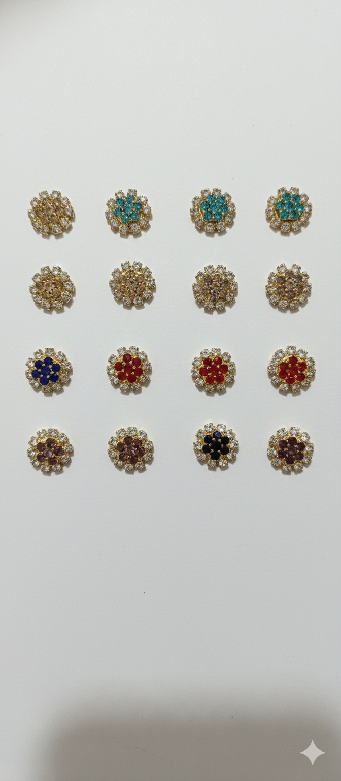 Multicolor Floral Stud Earrings for Women | Gold Plated Cluster Design with Pavé Stones | Stylish Daily Wear, Party & Gift Jewellery