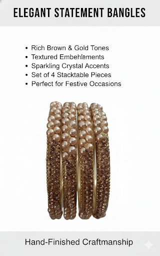 Crystal Bangles Set of 4 Textured Designer Bangles