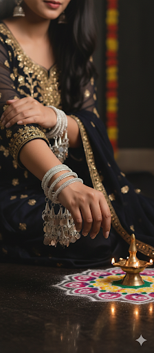 Oxidized Silver Traditional Bangle Set for Women & Girls SET OF 4
