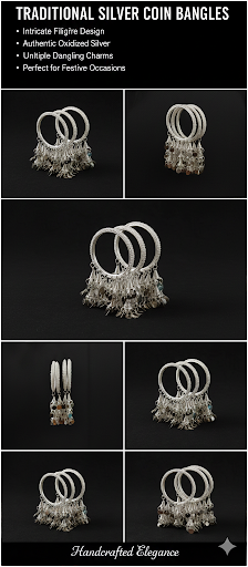 Oxidized Silver Traditional Bangle Set for Women & Girls SET OF 4