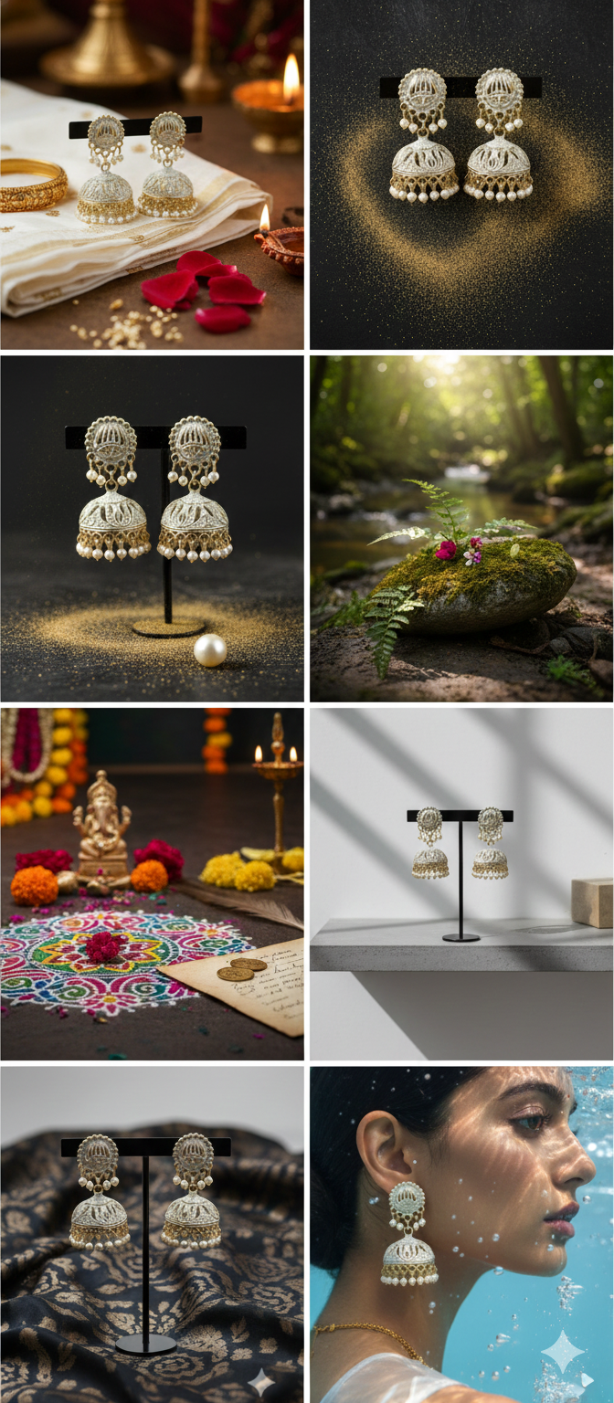 Oxidized Silver & Gold-Plated Traditional Indian Jhumki