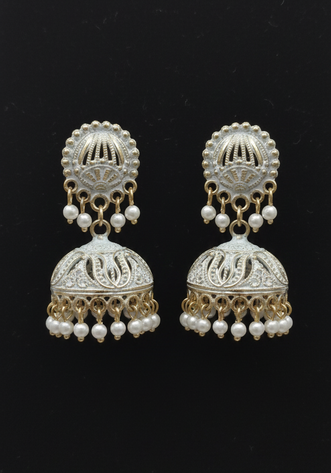 Oxidized Silver & Gold-Plated Traditional Indian Jhumki