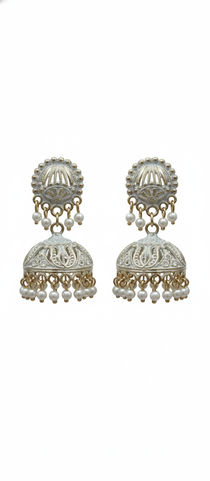 Oxidized Silver & Gold-Plated Traditional Indian Jhumki