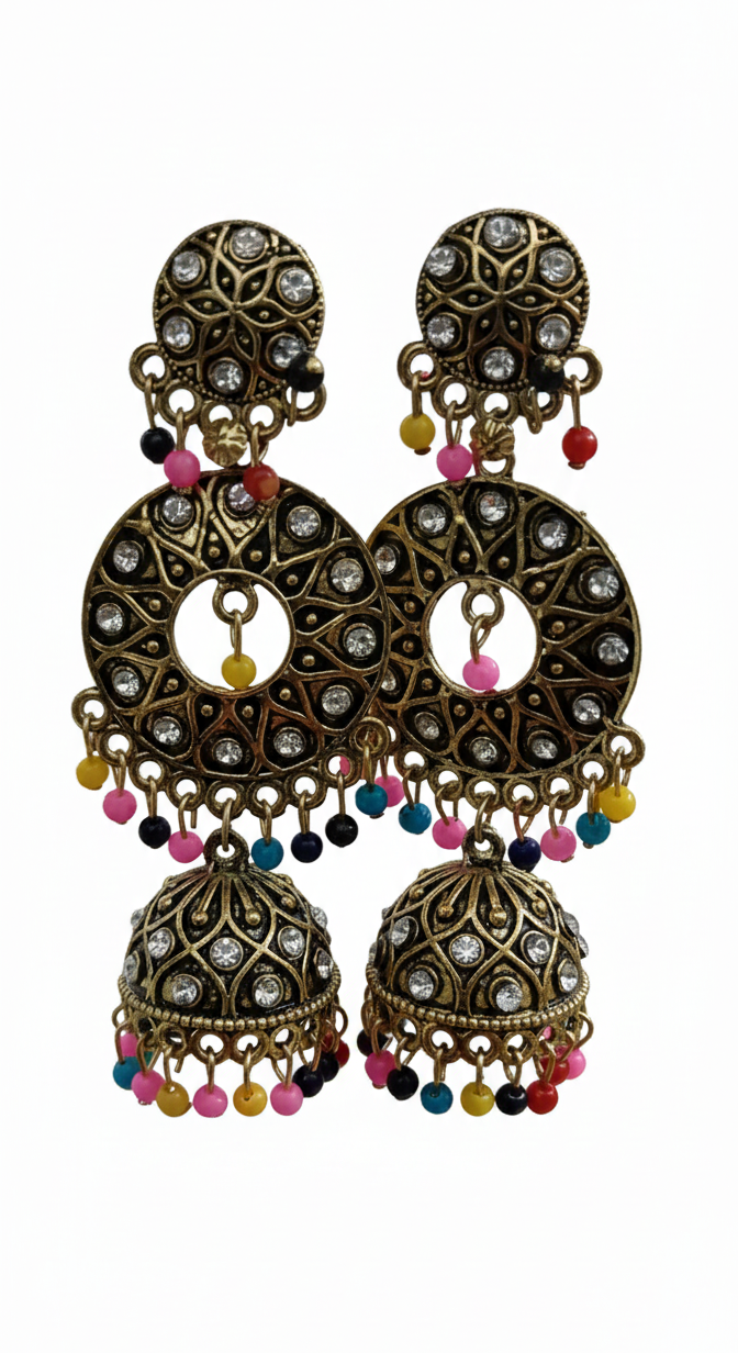 Indian Multi-Color Jhumka Earrings for Women