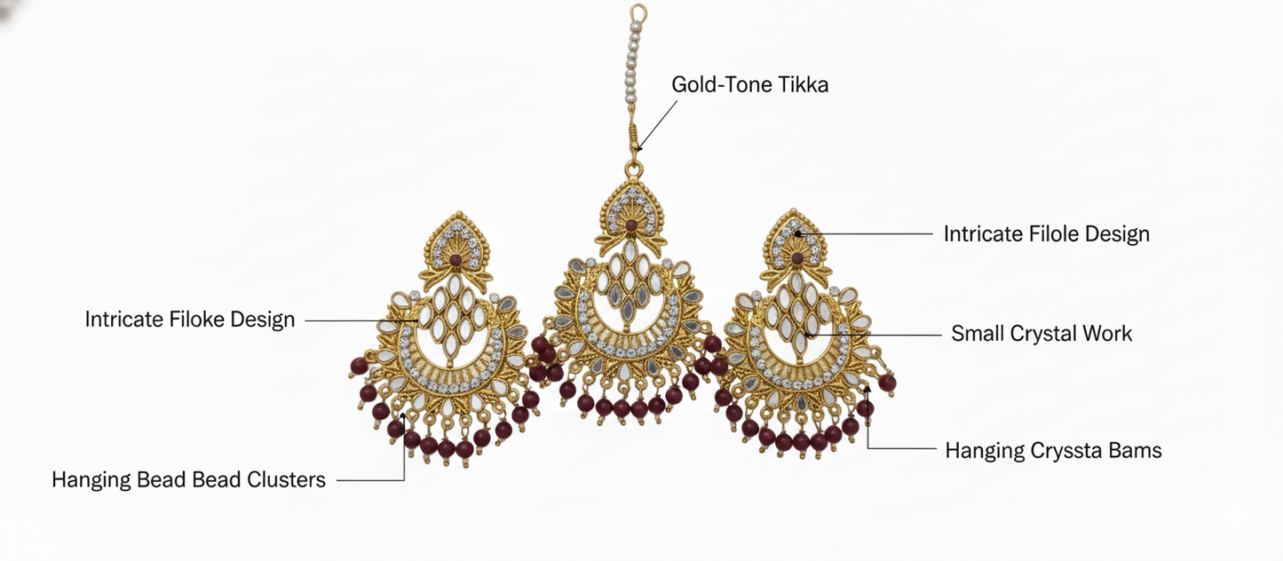 Crystal Stone & Beaded Dangle Ethnic Wedding Party Jewelry