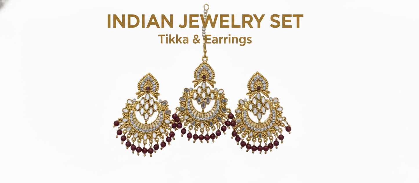 Crystal Stone & Beaded Dangle Ethnic Wedding Party Jewelry
