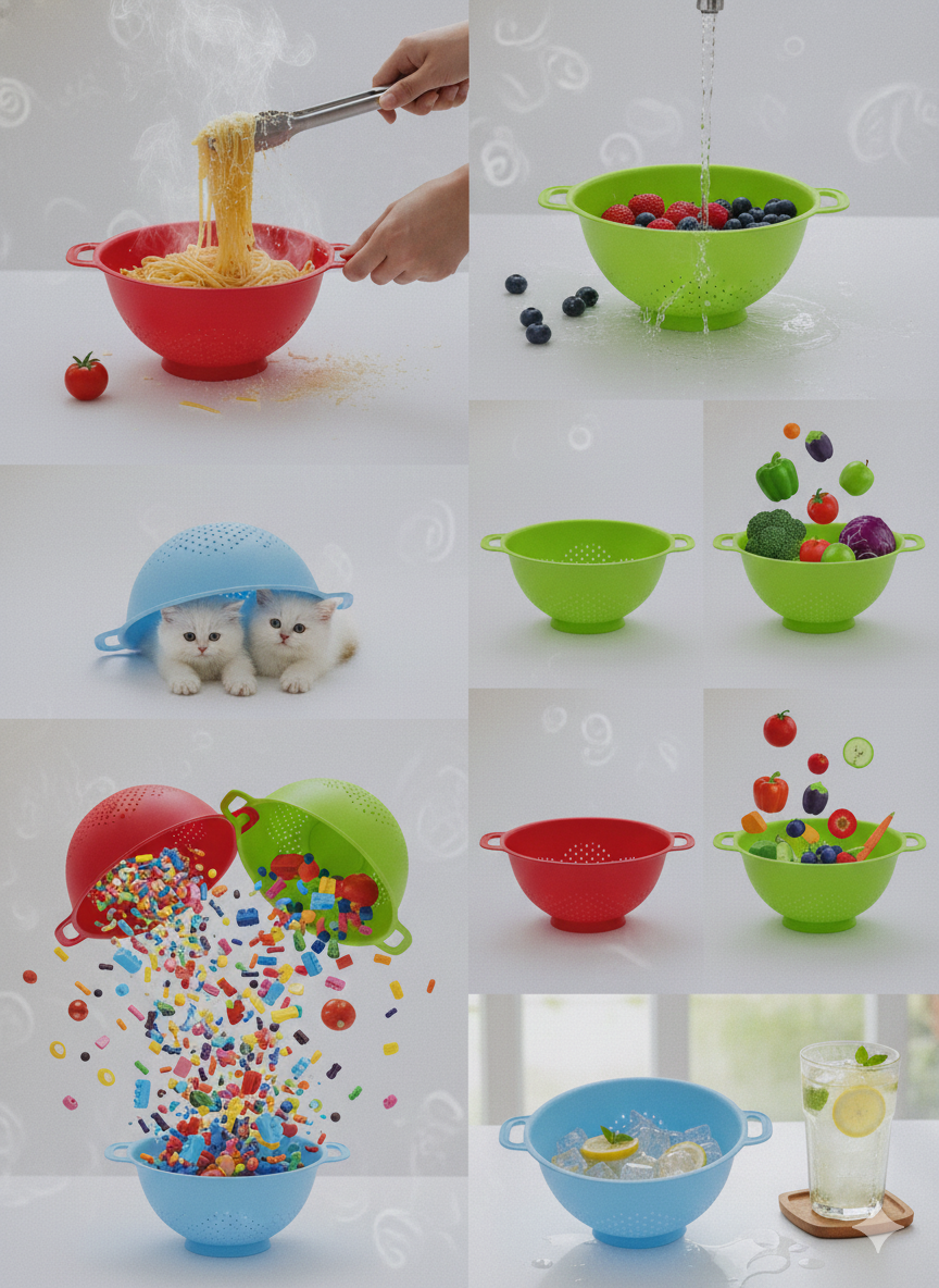 Kitchen Pasta & Vegetable Drainer Bowl – Durable Food Strainer for Washing Fruits
