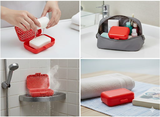 Travel Soap Dish with Ventilated Lid & Drainage Holes