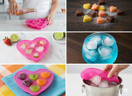 Heart Ice Cube Tray Silicone Mold – 8 Cavity Heart Shape Ice Mold,
