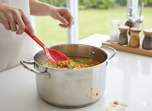 Durable Lightweight Kitchen Serving Spoon with Ergonomic Ridged Grip Handle ( 4 pic )