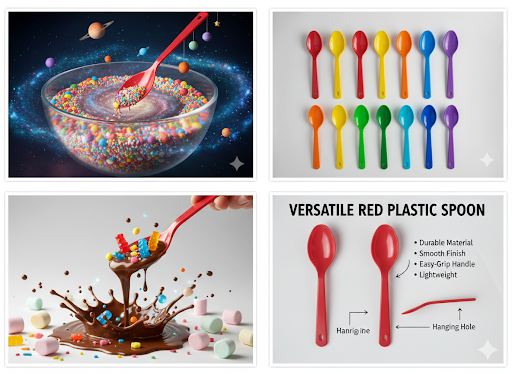 Durable Lightweight Kitchen Serving Spoon with Ergonomic Ridged Grip Handle ( 4 pic )