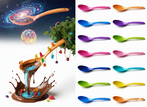 Durable Lightweight Kitchen Serving Spoon with Ergonomic Ridged Grip Handle ( 4 pic )