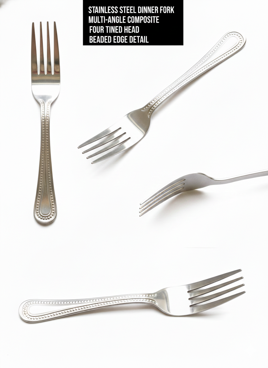 Stainless Steel Dinner Forks with Beaded Edge Handle ( 1 pic )