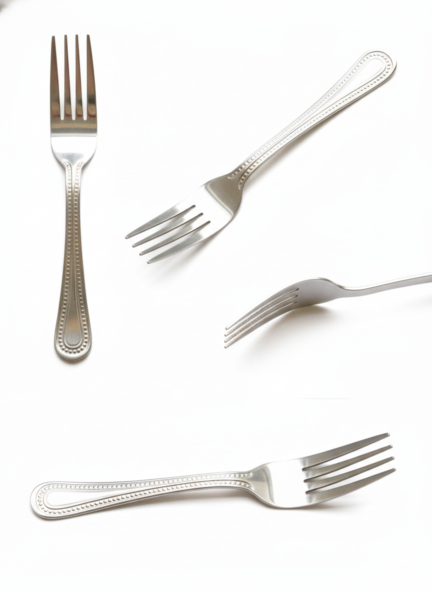 Stainless Steel Dinner Forks with Beaded Edge Handle ( 1 pic )